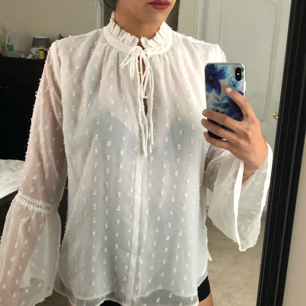 Loft ruffle tie neck blouse (SOLD)